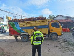 Kurangi Risiko Kecelakaan, Satlantas Polres Landak Tertibkan Truk Sawit Tanpa Jaring