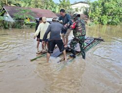 Curah Hujan Tinggi, Banjir Rendam Beberapa Wilayah Sanggau, Kodim 1204/Sgu Terjunkan Personel