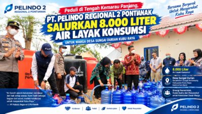 Hadapi Kemarau Panjang, PT Pelindo Regional 2 Pontianak Distribusikan 8.000 Liter Air ke Warga Kubu Raya